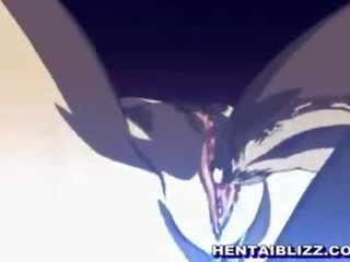 Sensational blonde hentai chick with big round tits riding putz